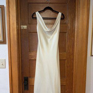 NWOT ABS Cream/Ivory Satin Open Back Formal Gown or Casual Wedding Dress Size 6